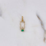 Dije Gato 0.35gr / 1.9cm / Esmeralda 8pts Oro Amarillo 18K (Joya) $