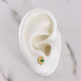 Stud Earrings Flower 1gr / Emerald 12pts 18K Yellow Gold (Jewel) $