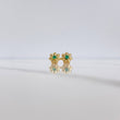 Stud Earrings Flower 1gr / Emerald 12pts 18K Yellow Gold (Jewel) $