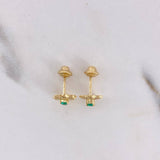Stud Earrings Flower 1gr / Emerald 12pts 18K Yellow Gold (Jewel) $