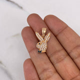 Pendant Rabbit 2.25gr / 2.3cm / White Black Zircons 18K Rose Gold #