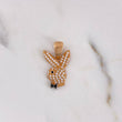 Pendant Rabbit 2.25gr / 2.3cm / White Black Zircons 18K Rose Gold #