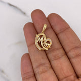 Pendant Heart Mom 4.05gr / 2.6cm / White Zircons 18K Yellow Gold #