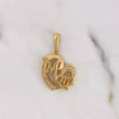 Pendant Heart Mom 4.05gr / 2.6cm / White Zircons 18K Yellow Gold #
