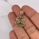 Pendant Dog 2.9gr / 2.4cm / Black Zircons 18K Yellow Gold #
