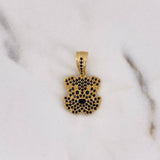 Pendant Dog 2.9gr / 2.4cm / Black Zircons 18K Yellow Gold #