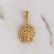 Dije Indio 5.1gr / 3.2cm / Circones Colores Oro Amarillo 18K $