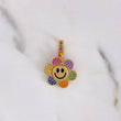 Pendant Animated Flower 4.5gr / 2.5cm / Colored Zircons 18K Yellow Gold #