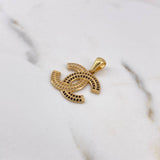 Pendant CC 3.25gr / 2.6cm / White Black Zircons 18K Yellow Gold #