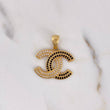 Pendant CC 3.25gr / 2.6cm / White Black Zircons 18K Yellow Gold #