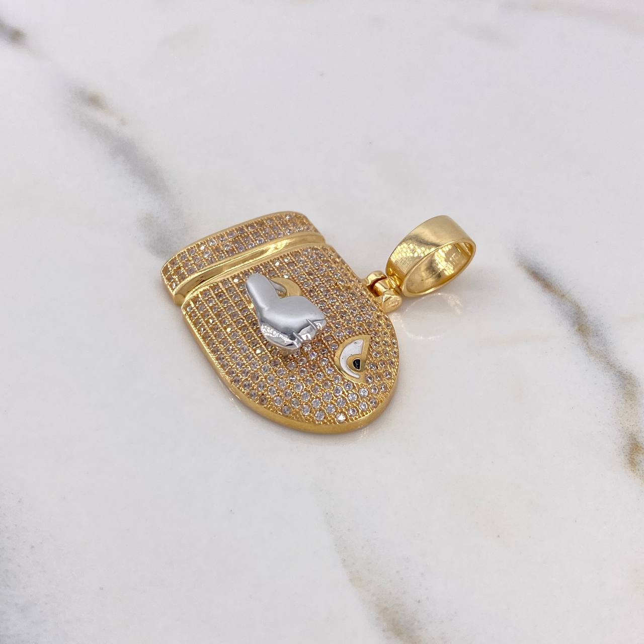 Dije Bala Cañon Cohete 11.1gr / 3.1cm / Circones Blancos Dos Oros Amarillo Blanco 18K $