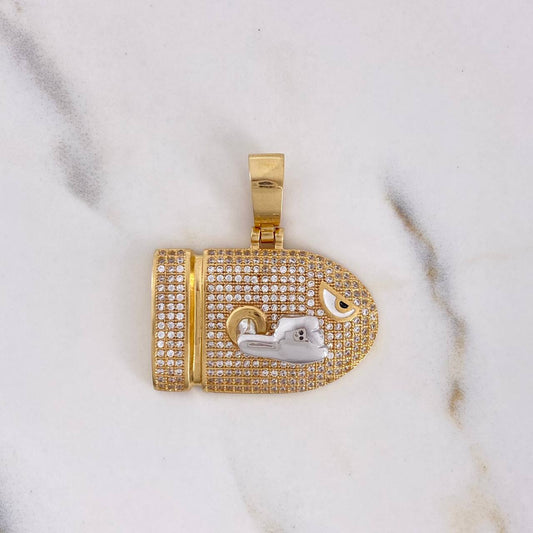 Pendant Cannon Bullet Rocket 11.1gr / 3.1cm / White Zircons Two Yellow and White 18K Gold $