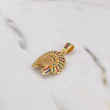 Pendant Indian 4.6gr / 3.2cm / Colored Zircons 18K Yellow Gold $