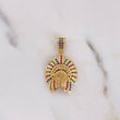 Pendant Indian 4.6gr / 3.2cm / Colored Zircons 18K Yellow Gold $