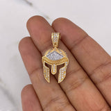 Pendant Spartan Helmet 3.5gr / 3cm / White Zircons Two 18K Yellow White Gold $