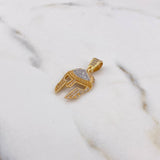 Pendant Spartan Helmet 3.5gr / 3cm / White Zircons Two 18K Yellow White Gold $
