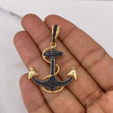 Pendant Anchor 6.3gr / 4.4cm / Black Zirconia 18K Yellow Gold &
