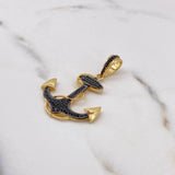 Pendant Anchor 6.3gr / 4.4cm / Black Zirconia 18K Yellow Gold &