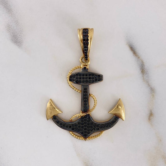 Pendant Anchor 6.3gr / 4.4cm / Black Zirconia 18K Yellow Gold &