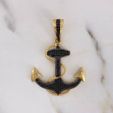 Pendant Anchor 6.3gr / 4.4cm / Black Zirconia 18K Yellow Gold &