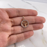 Dije Arbol De La Vida 1.5gr / 2.1cm / Circones Blancos Oro Rosa 18K #