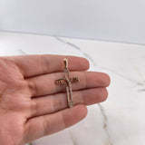Pendant Jesus Cross 2.6gr / 3.7cm / White Zircons 18K Rose Gold #