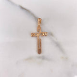 Pendant Jesus Cross 2.6gr / 3.7cm / White Zircons 18K Rose Gold #