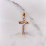 Pendant Jesus Cross 2.6gr / 3.7cm / White Zircons 18K Rose Gold #