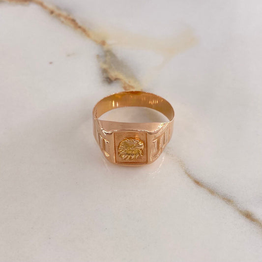 Anillo Sello Aguila 3.25gr / T9 1/2 / Dos Oros Amarillo Rosa $