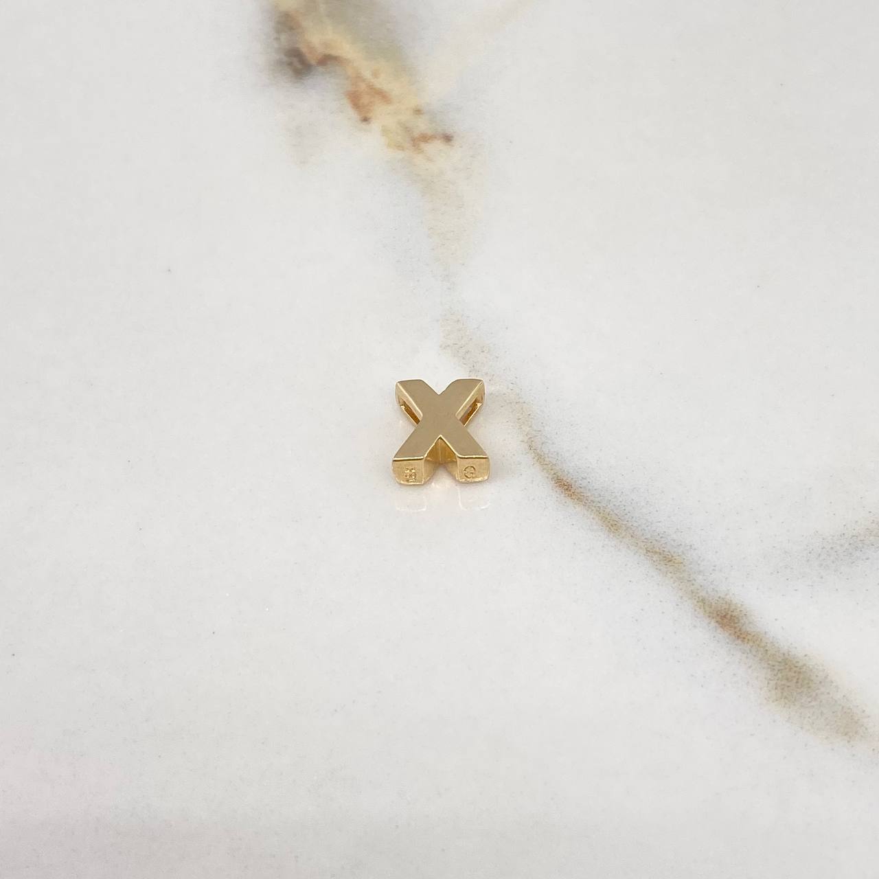 Pendant Letter X 0.65gr / 0.7cm / 3D Polished Yellow Gold $