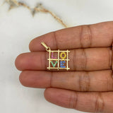 Pendant Love 1.75gr / 2cm / Colored Zircons Yellow Gold $