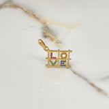 Pendant Love 1.75gr / 2cm / Colored Zircons Yellow Gold $