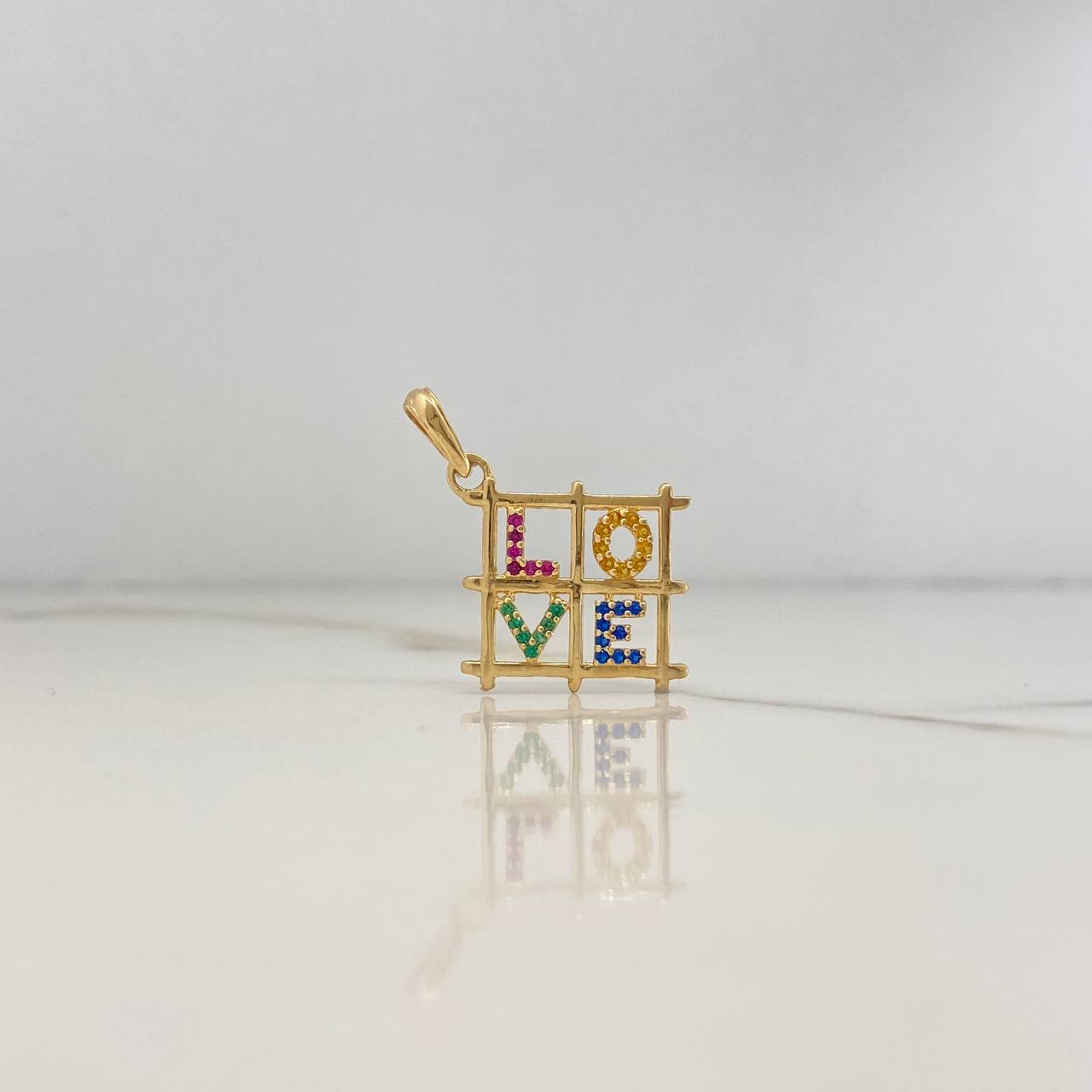 Pendant Love 1.75gr / 2cm / Colored Zircons Yellow Gold $