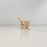 Pendant Love 1.75gr / 2cm / Colored Zircons Yellow Gold $