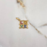 Pendant Love 1.75gr / 2cm / Colored Zircons Yellow Gold $