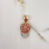 Pendant Cap LA 4.2gr / 3cm / White Fuchsia Zircons Three Golds $