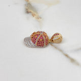 Pendant Cap LA 4.2gr / 3cm / White Fuchsia Zircons Three Golds $