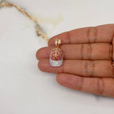Pendant Cap LA 4.2gr / 3cm / White Fuchsia Zircons Three Golds $