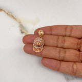 Pendant Cool Cap 4.75gr / 3cm / Orange Zircons Three Golds $