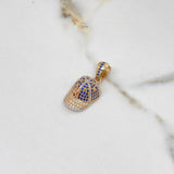 Pendant NY Cap 4.05gr / 3cm / White Blue Zircons Three Golds $