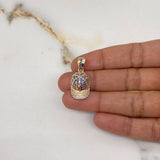 Pendant NY Cap 4.05gr / 3cm / White Blue Zircons Three Golds $