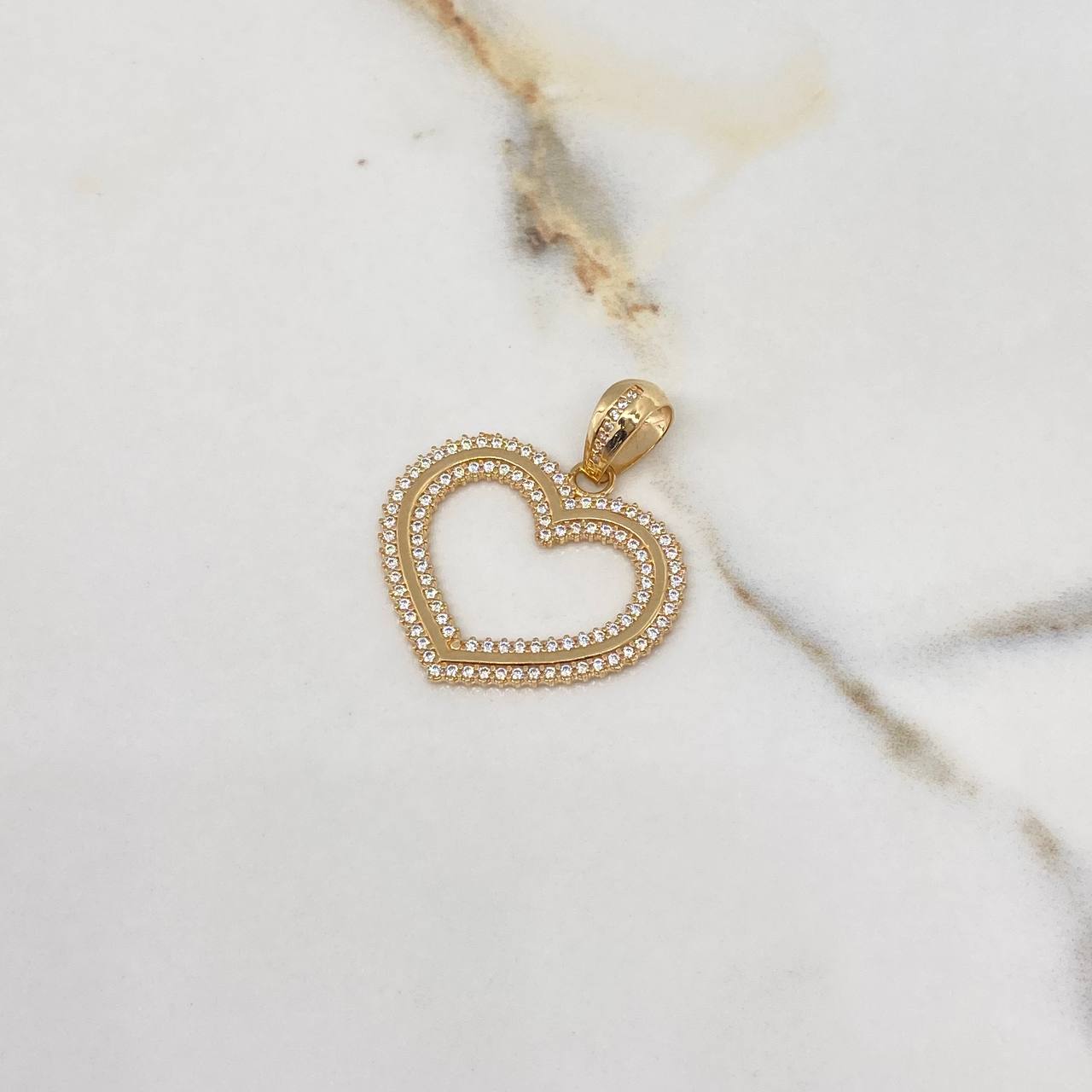 Pendant Heart 6.1gr / 3.8cm / White Zirconia Yellow Gold $