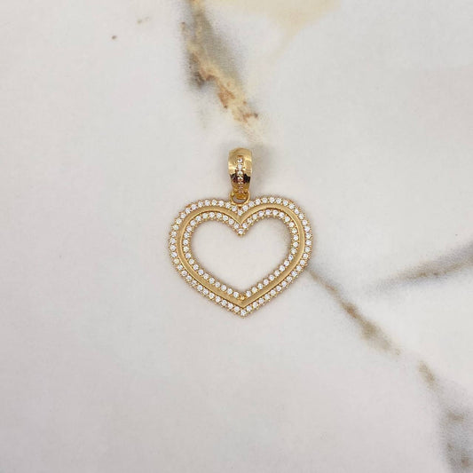 Pendant Heart 6.1gr / 3.8cm / White Zirconia Yellow Gold $