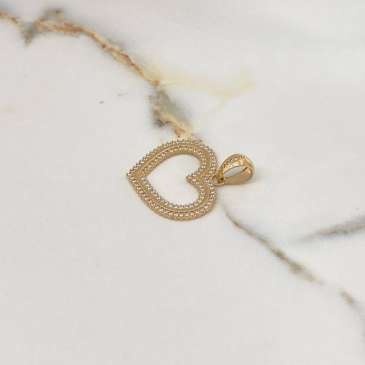 Pendant Heart 6.1gr / 3.8cm / White Zirconia Yellow Gold $