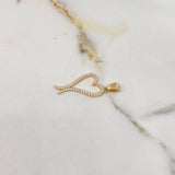 Pendant Heart Silhouette 2.7gr / 4cm / White Zirconia Yellow Gold $