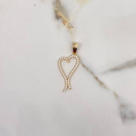Pendant Heart Silhouette 2.7gr / 4cm / White Zirconia Yellow Gold $