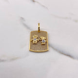 Pendant Children's Plate 7.6gr / 3.8cm / White Zircons Two Yellow and White Golds $