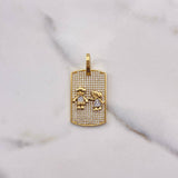 Pendant Children's Plate 7.6gr / 3.8cm / White Zircons Two Yellow and White Golds $