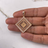 Pendant Rhombus 7.35gr / 4.2cm / White Zircons Rose Gold $