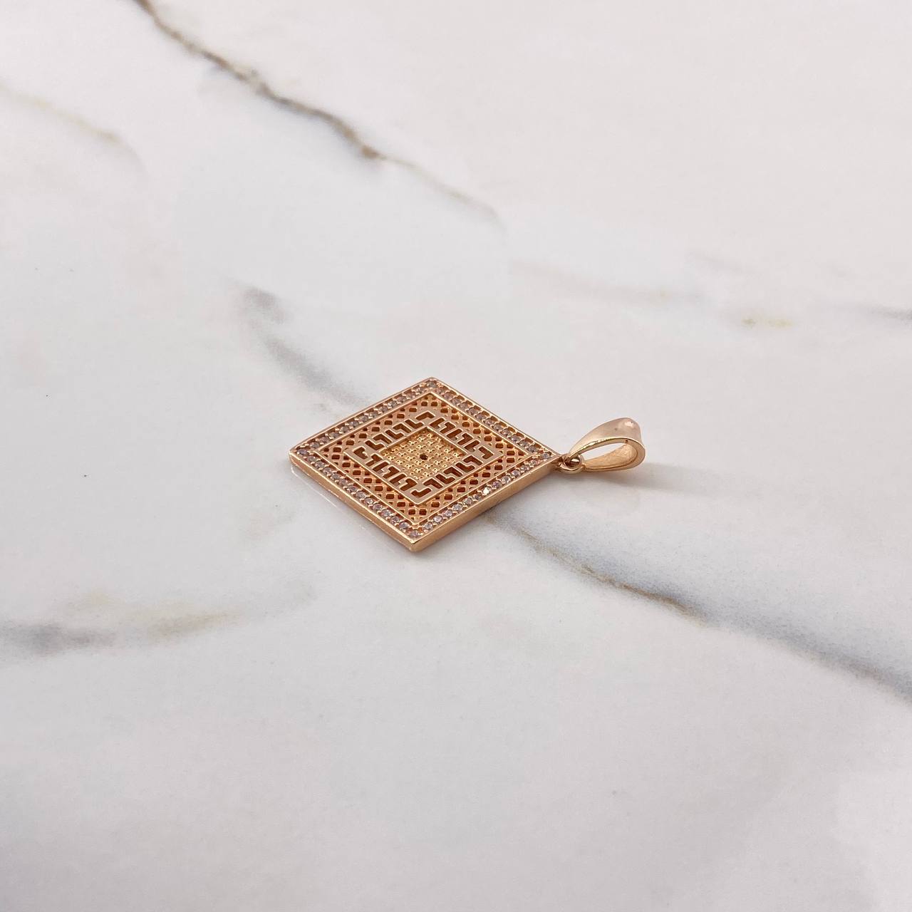 Pendant Rhombus 7.35gr / 4.2cm / White Zircons Rose Gold $